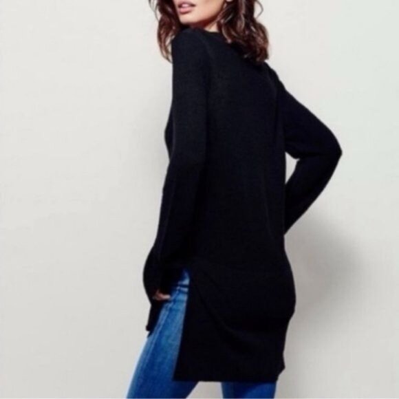 Free People Black Crisscross L/S Sweater Dress Tunic | Boho Twilightcore Casual - Picture 7 of 11